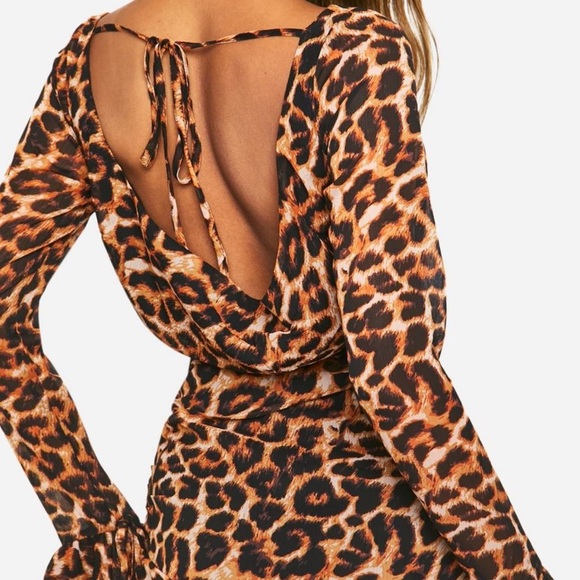 Boohoo Cheetah Print Mini Dress — Size 12 - Picture 3 of 6